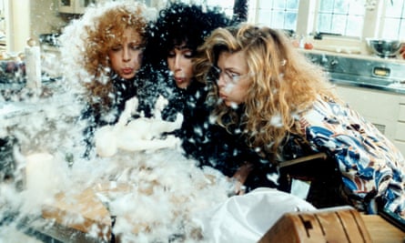 Susan Sarandon, Cher, and Michelle Pfeiffer in The Witches of Eastwick (1987) … Updike’s ‘one attempt to make things right’.