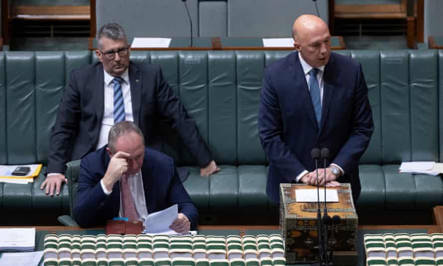 The leader of the house Peter Dutton tries to stop amendments moved by Nationals whip Damian Drum