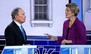 Warren making a point to Bloomberg during the debate
