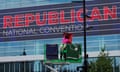 Woman on crane gets stadium ready for Republican convention