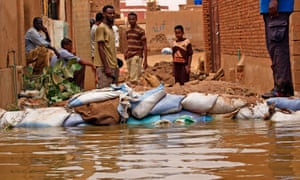 A barricade against flood waters in Tuti island, where the Blue and White Nile merge in the Sudanese capital, Khartoum.