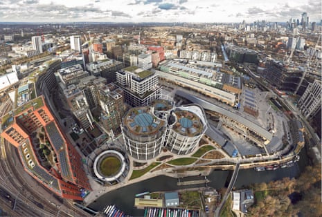 A drone’s eye view of the northern section of the redeveloped King’s Cross site, 2023. 