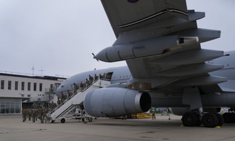 British soldiers disembark at RAF Brize Norton on Saturday.