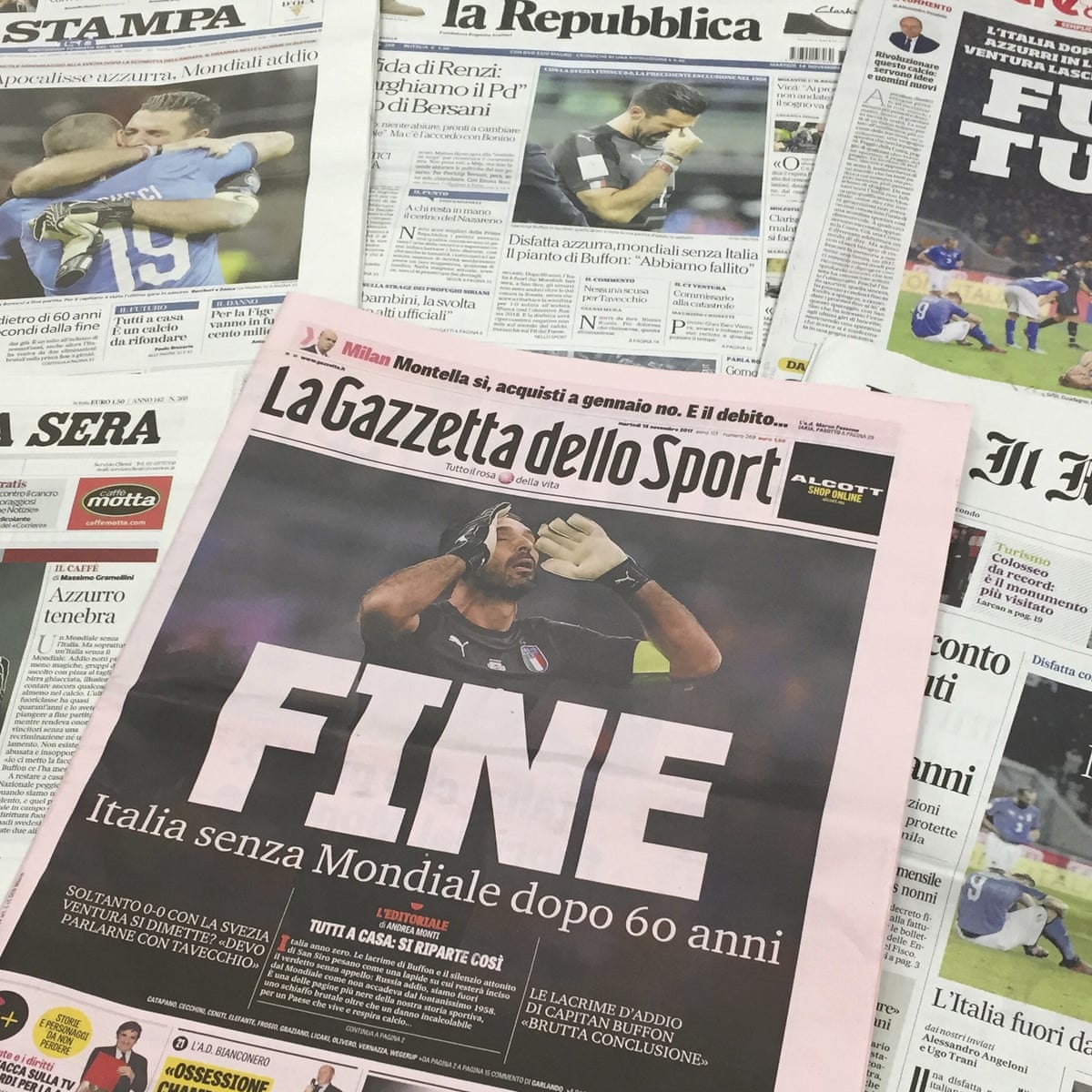 This is the apocalypse': Italian press mourns nation's World Cup exit | Italy | The Guardian