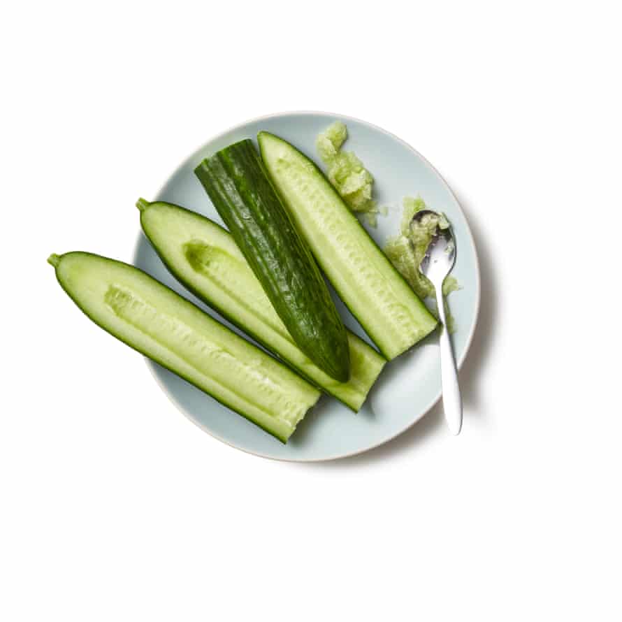 Felicity Cloake's Cucumber Soup: Scoop out the seeds.