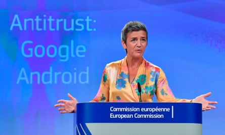 EU competition commissioner Margrethe Vestager announcing a record fine on Google last week.