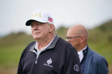 Donald Trump at the opening of the Trump Golf Links in Balmedie, Aberdeenshire.