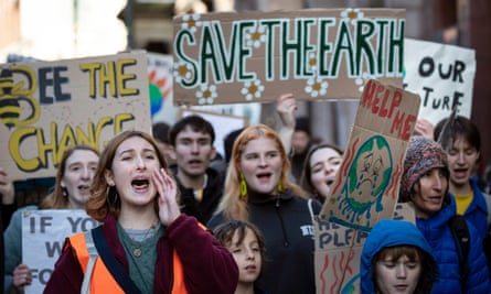 Young climate protesters at a demonstration in Leeds