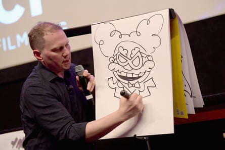 Author Dav Pilkey drawing a cartoon