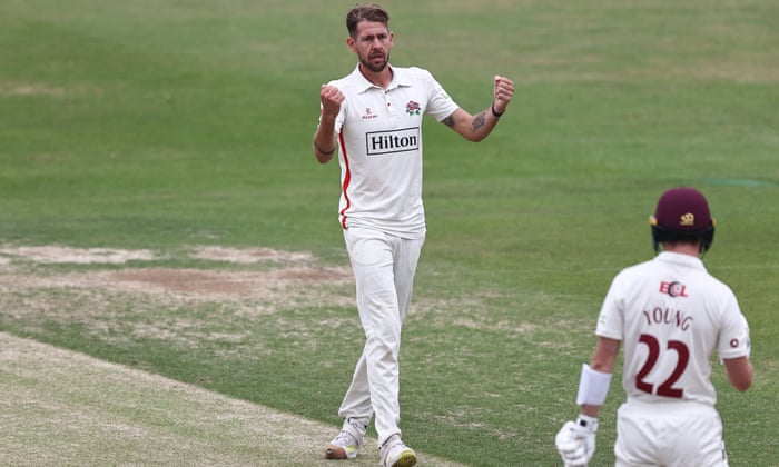 County cricket: Lancashire v Yorkshire, Kent v Essex – live! | County Championship 5 Tom Bailey clenches his fist after taking a wicket.