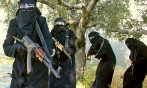 The all-female al-Khansaa Isis police brigade in Syria. Women played a variety of roles that went beyond those of ‘jihadi brides’