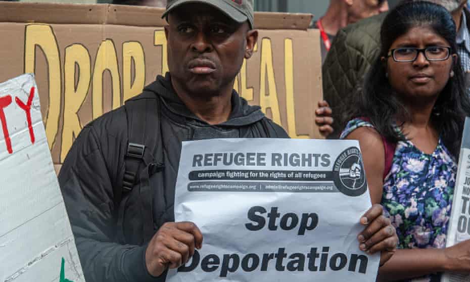 A protest last week at the Rwanda High Commission in London over the British government’s deportation of asylum seekers to the east African country for processing