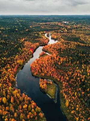 Aerial photographs taken by a drone camera of Kotisaari Island, Lapland  by photographer and artist Jani Ylinampa.