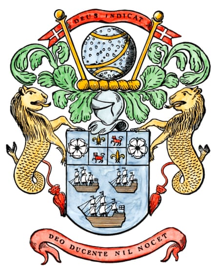 Escudo de armas original de la Compañía Británica de las Indias Orientales, que en su día fue la corporación más grande del mundo.