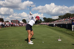 Jennifer Kupcho of Team USA plays her shot from the 12th tee.