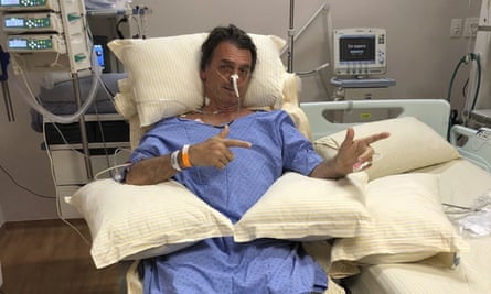 Jair Bolsonaro in his hospital room in Sao Paulo, Brazil on 8 August 2018.