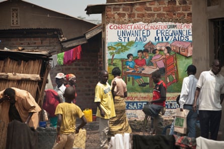 A poster in Kampala aimed at raising awareness about HIV and Aids, and sexually transmitted diseases.