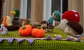 Autumn Post Box Toppers, Maidenhead, Berkshire, UK - 28 Oct 2022<br>Mandatory Credit: Photo by Maureen McLean/REX/Shutterstock (13522060h) Cheery Autumnal knitted and crochet post box toppers have appeared on post boxes in Maidenhead High Street. Trees next to the old post office also have crochet scarves and a snake wrapped around them. Made by "yarn bombers" they are loved by people young and old Autumn Post Box Toppers, Maidenhead, Berkshire, UK - 28 Oct 2022