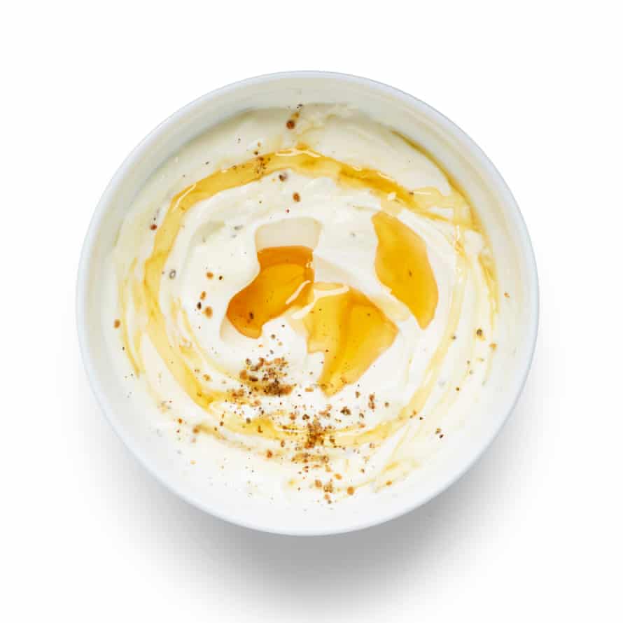 Cardamom powder whisked into yoghurt and honey.
