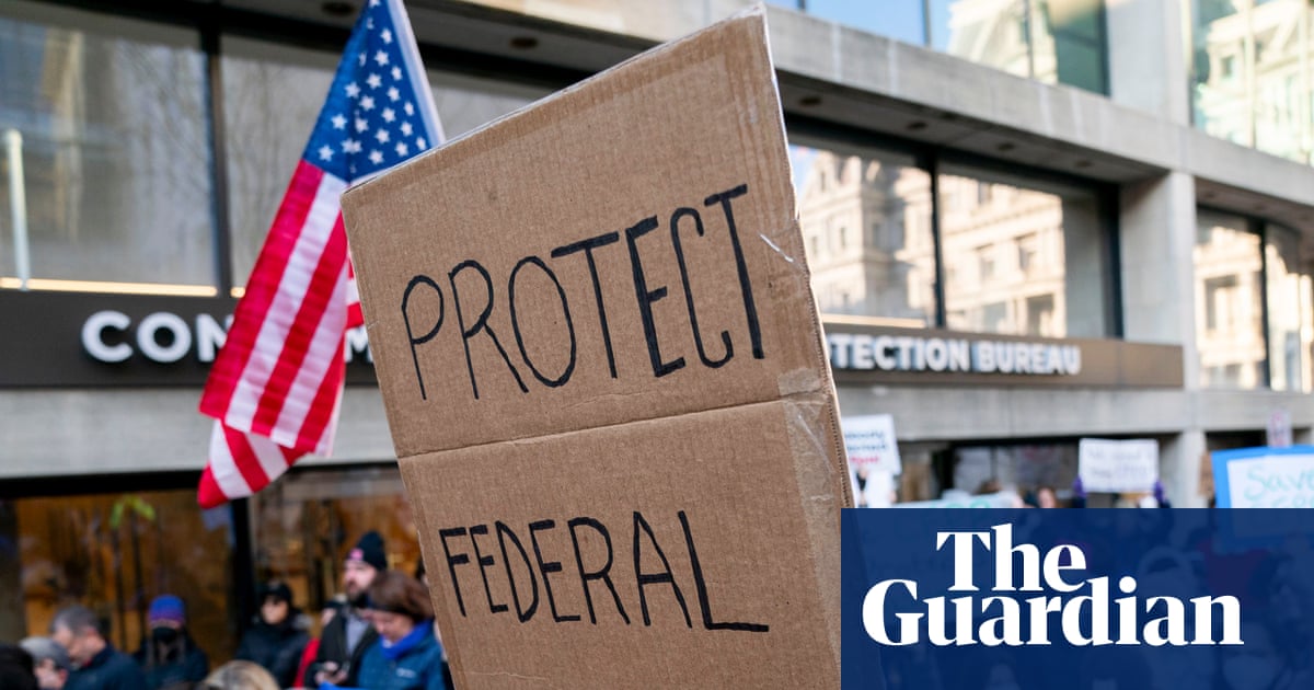 Russell Vought and Elon Musk stand over the CFPB’s burning server room, proudly announcing that consumer protection has been streamlined into oblivion.
