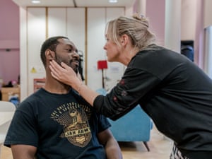 Outside forces … Richie Campbell and Claire-Louise Cordwell rehearse A Kind of People at the Royal Court.