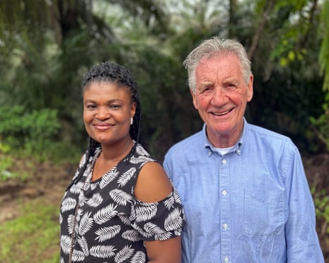 Michael Palin and Kate Ogbogbo, a palm oil producer