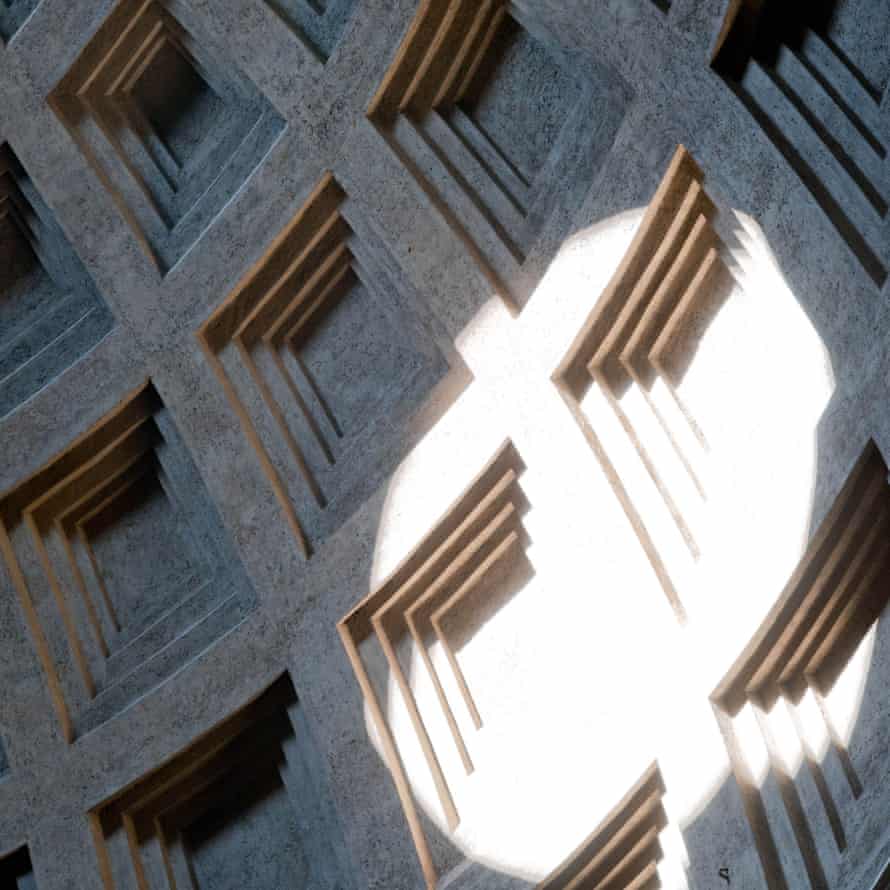 Sunlight on the concrete dome of the Pantheon.