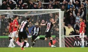 Longstaff of Newcastle United celebrates scoring.