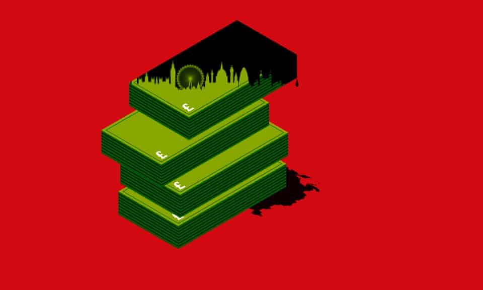 illustration for long read about russian dirty money in the UK