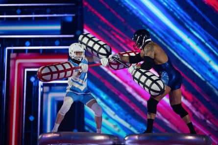 Sam Thompson battles Giant in a Gladiators celebrity special