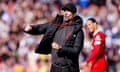 Jürgen Klopp celebrates after Liverpool's 2-1 win over Brighton