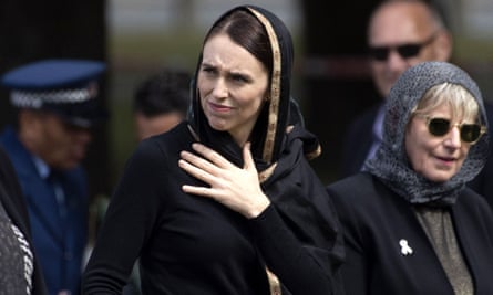 New Zealand prime minister Jacinda Ardern attends a gathering for Friday prayers and two minutes of silence at Hagley Park in Christchurch.