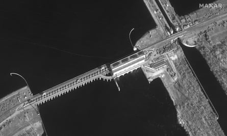 A satellite image of the dam taken in February.