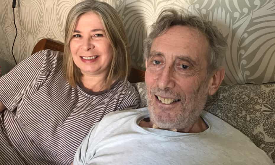 Emma-Louise Williams and Michael Rosen at home.
