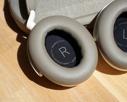Inside of the right ear cup of the Sennheiser Momentum 5 headphones.