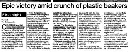 The Guardian’s review of Henry V at the Globe on 9 June 1997.