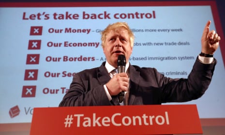 Boris Johnson at a Vote Leave rally, June 2016