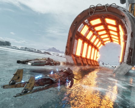 A still from the Star Wars Galactic Racer game.
