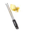 zester, Lemon zest, lemon mid-scrape.