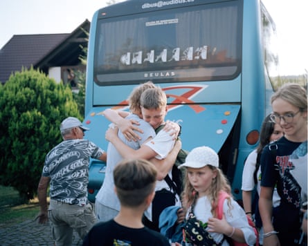 Mykolya hugs his team leader