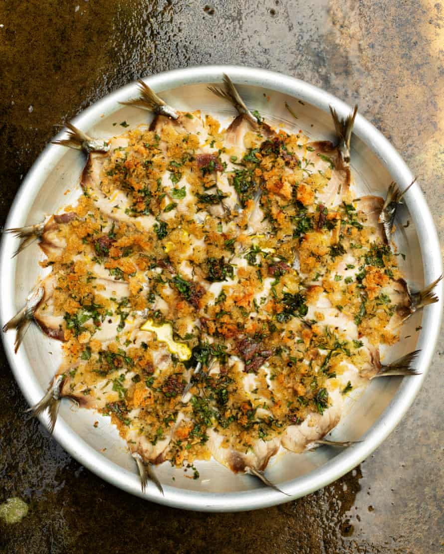Nigel Slater’s recipes for pickled figs and baked sardines | Food 1 ‘Ask the fishmonger to butterfly the sardines, but do give them decent warning’: baked sardines with breadcrumbs.