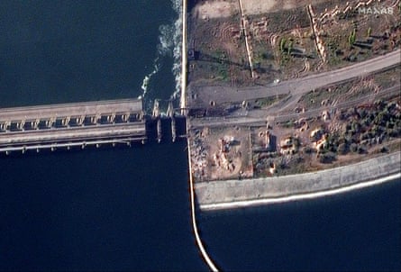 An image from November showing damage to the dam.