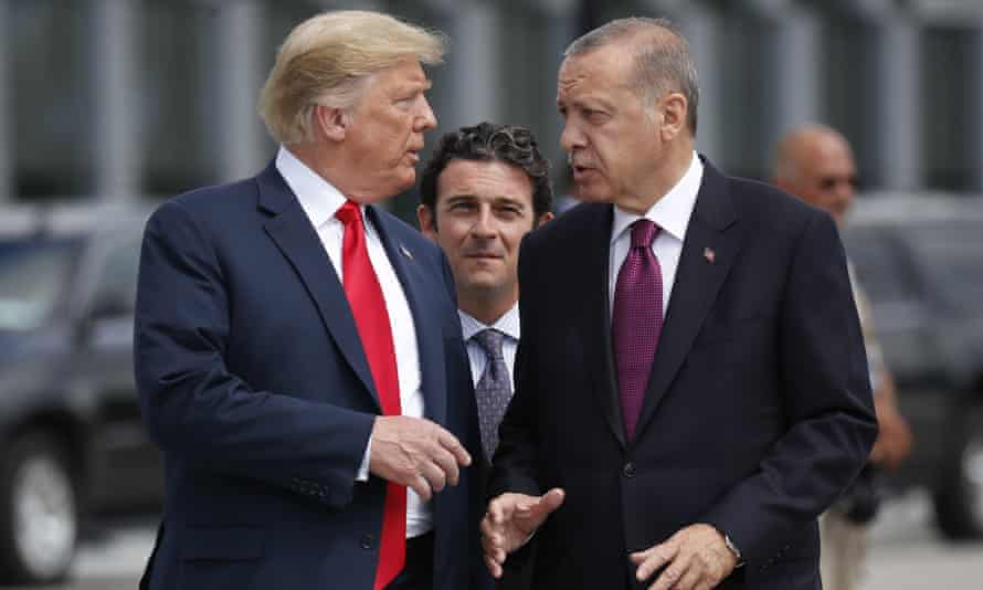 US president Donald Trump and Turkish president Recep Tayyip Erdogan in Brussels in July 2018.