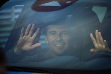 Sergio Pérez on his way to a test session with Cadillac at Imola