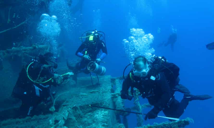 Researchers and students from the University of Plymouth during a lionfish removal event in June 2021