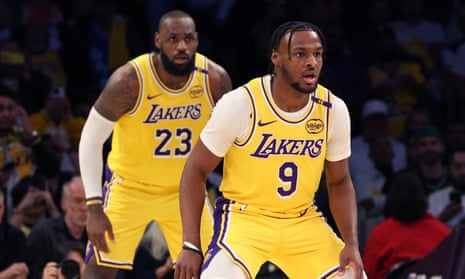 A great moment': LeBron and Bronny James on playing together to make NBA history – video | LeBron James | The Guardian