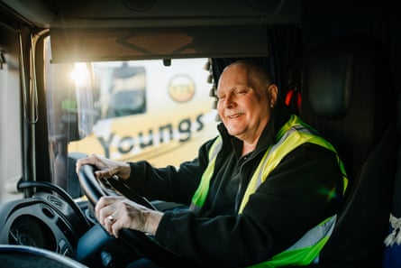 Rob Piper inside the cab of his DAF XF lorry