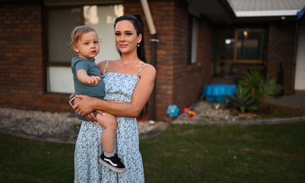 ‘He is alive and he is thriving as best he possibly can’: McDaniel with Weston at their home in Caboolture.