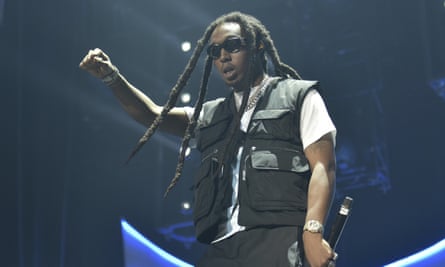 Takeoff performing at the 2019 BET awards.