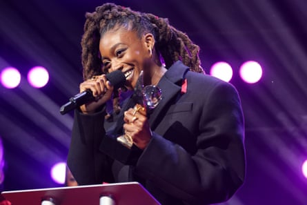 Little Simz winning the Mercury prize in October.
